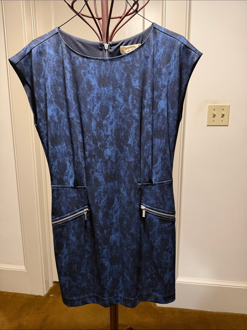 MICHAEL Michael Kors Navy Printed Mini Dress with Zip Pockets